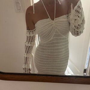 Elegant White Crochet Maxi Dress
